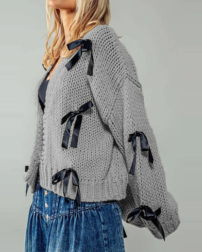 Sasha Schleifen-Strickjacke
