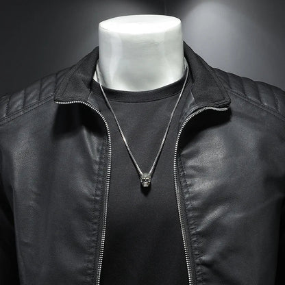 Storm™ Edge – Blauwe PU-leren jas met moderne schouderdetails