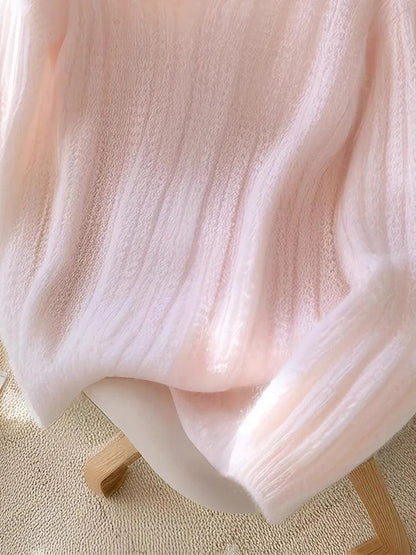 Rosa Langarm-Pullover ohne Muster