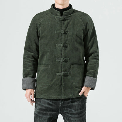 Men's corduroy jacket with toggle closures and quilted lining