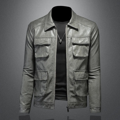 Kasper™ Tactic – Graue Utility-Jacke mit mehreren Taschen