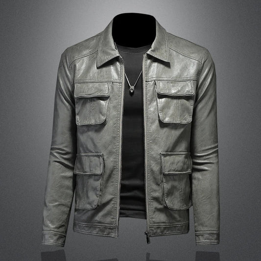 Kasper™ Tactic – Graue Utility-Jacke mit mehreren Taschen