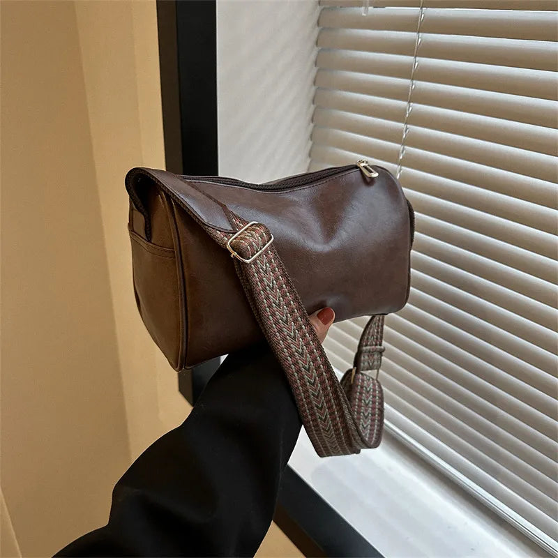 Trine™ | Vintage Leren Crossbodytas met Gevlochten Verstelbare Band