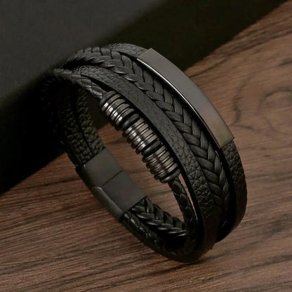 Gramado Klassiek Gevlochten Lederen Armband - Meerlaags Modeaccessoire voor Heren