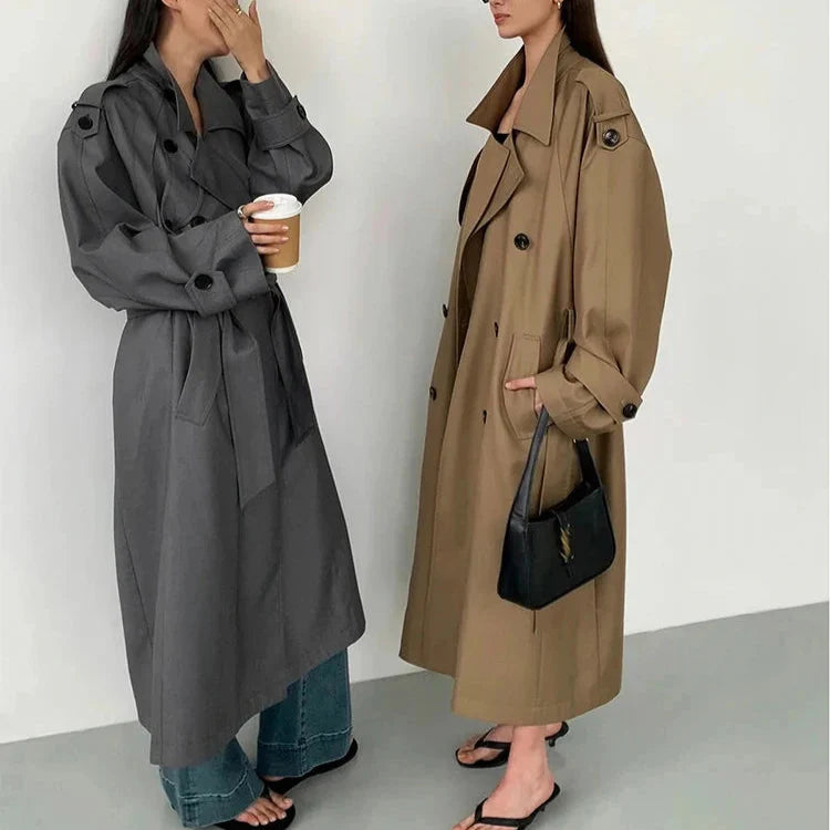 Gema Oversized Kakikleurige Trenchcoat