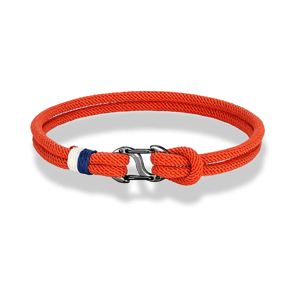 Aegir Nautische Touw Armband – Dubbele Draad Surfer Stijl met Zwarte Roestvrijstalen Karabijnhaaksluiting, Strak en Duurzaam Ontwerp voor Heren