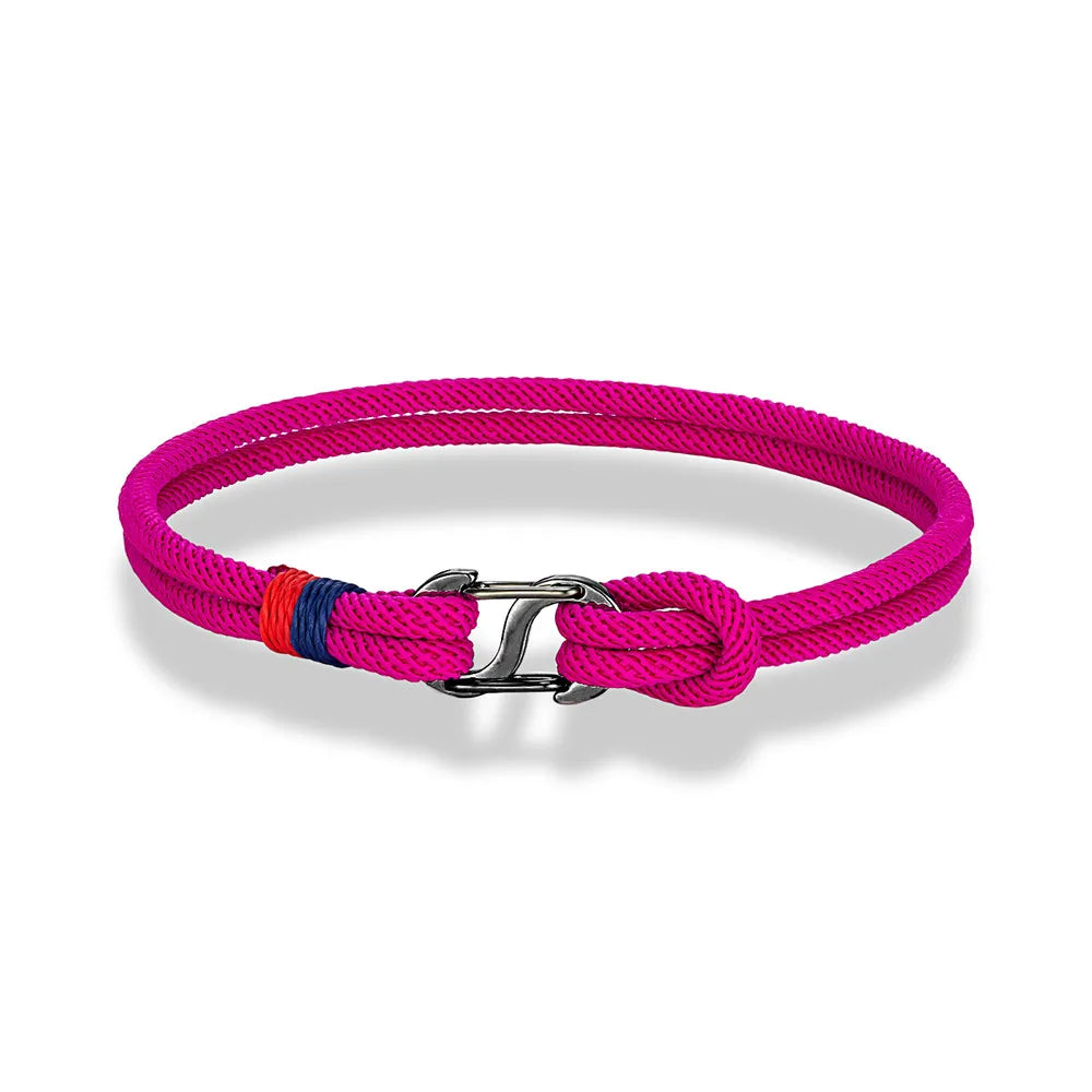 Aegir Nautische Touw Armband – Dubbele Draad Surfer Stijl met Zwarte Roestvrijstalen Karabijnhaaksluiting, Strak en Duurzaam Ontwerp voor Heren