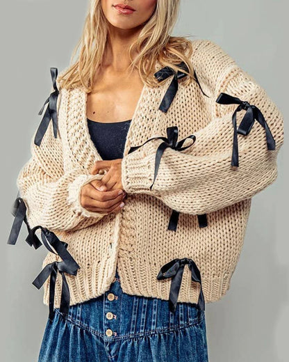 Sasha Schleifen-Strickjacke
