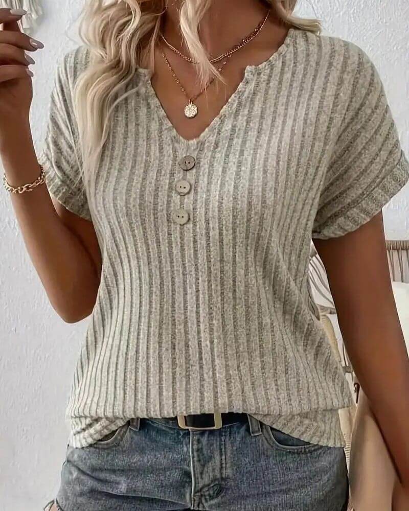 ROSINA I GESTRICKTE BLUSE MIT V-AUSSCHNITT