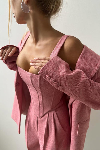THARAH - Driedelig pak met double-breasted blazer