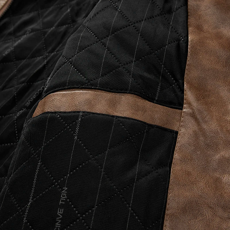 Frederik™ Raw – Braune Lederjacke mit Vintage-Struktur und breiten Schultern