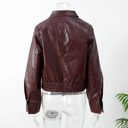 Damen Vintage-Lederjacke mit Reißverschluss