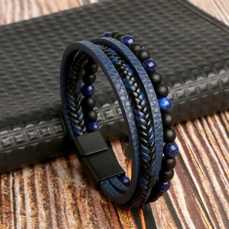 Gramado Klassiek Gevlochten Lederen Armband - Meerlaags Modeaccessoire voor Heren