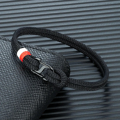 Aegir Nautische Touw Armband – Dubbele Draad Surfer Stijl met Zwarte Roestvrijstalen Karabijnhaaksluiting, Strak en Duurzaam Ontwerp voor Heren
