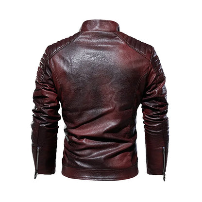 Tobias™ Rust – Rødbrun motorcykeljakke med patch-detaljer