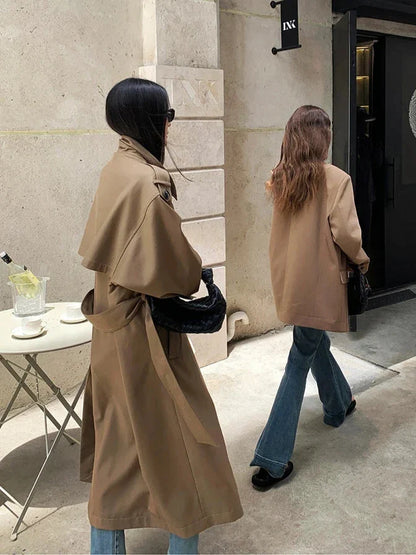 Gema Oversized Kakikleurige Trenchcoat