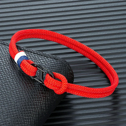 Aegir Nautische Touw Armband – Dubbele Draad Surfer Stijl met Zwarte Roestvrijstalen Karabijnhaaksluiting, Strak en Duurzaam Ontwerp voor Heren
