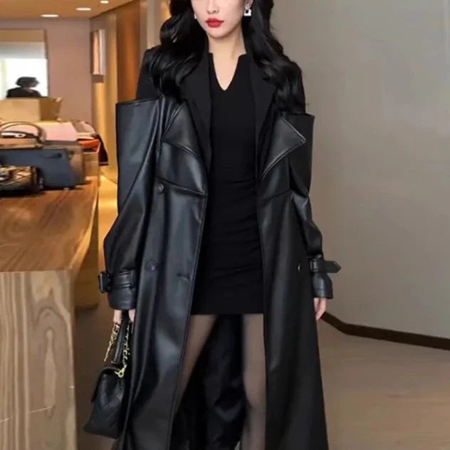 Leder-Trenchcoat