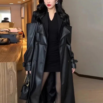 Leder-Trenchcoat