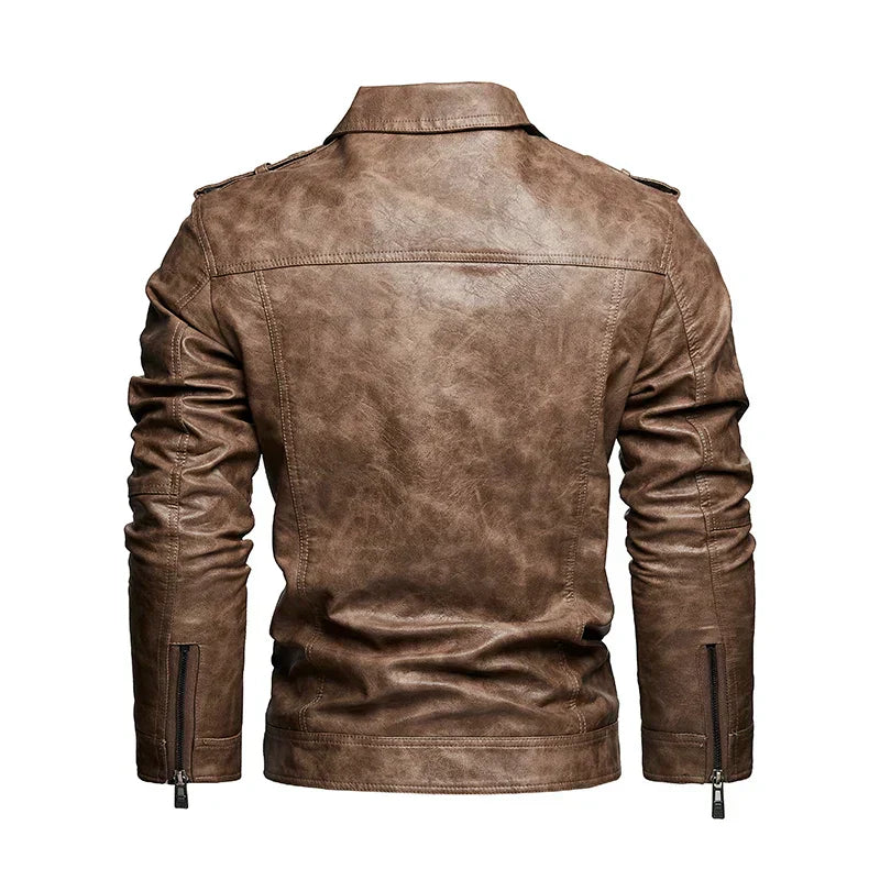 Frederik™ Raw – Braune Lederjacke mit Vintage-Struktur und breiten Schultern