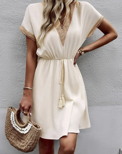 Josephine - Chique Boho-jurk met V-hals en flatterende tailleriem