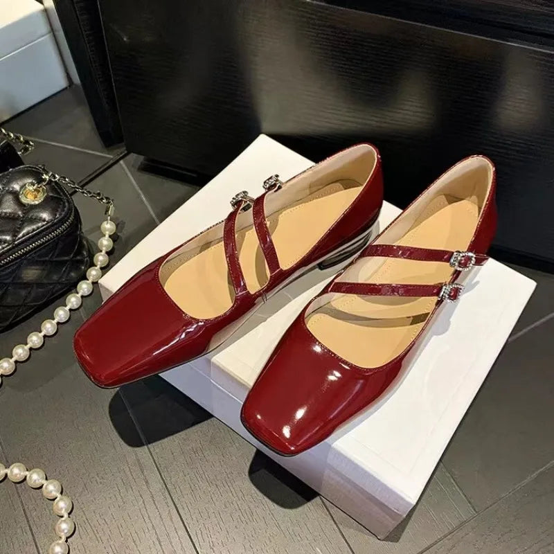 Chique dubbele riem ballerina's