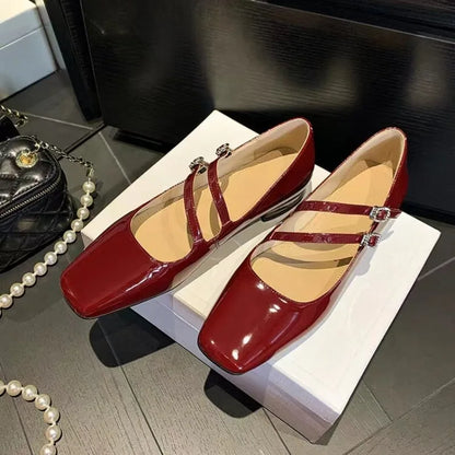Chique dubbele riem ballerina's