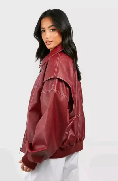 Brigitte - Trendy rode leren jas