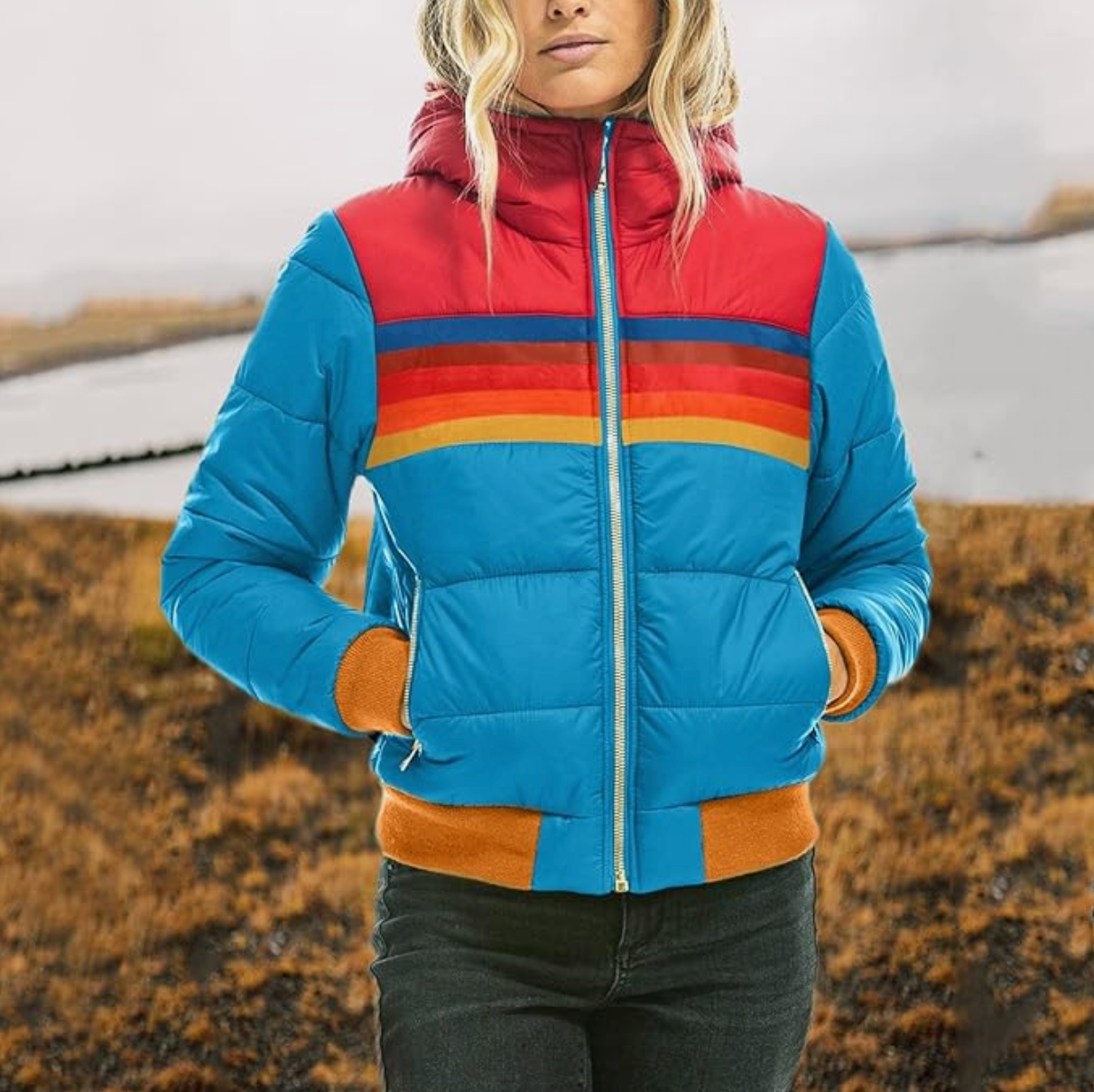 Ines – Retro-Jacke mit Fellkapuze