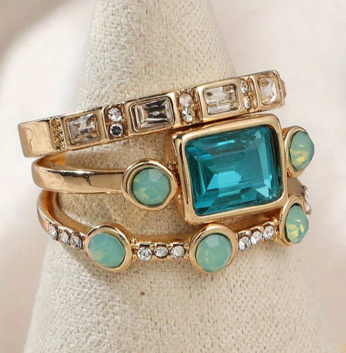 Ocean – Vintage-Kristall-Ringset