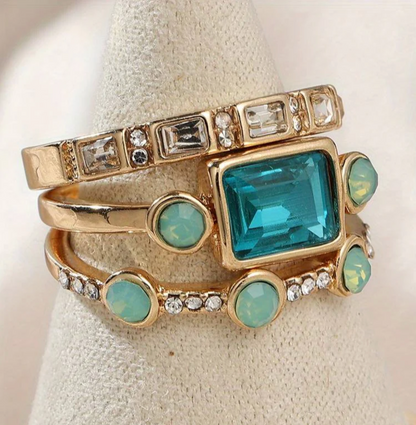 Ocean – Vintage-Kristall-Ringset