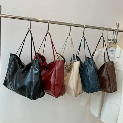 lisa™ – rummelig brun tote taske i læderlook