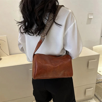 Trine™ | Vintage Leren Crossbodytas met Gevlochten Verstelbare Band