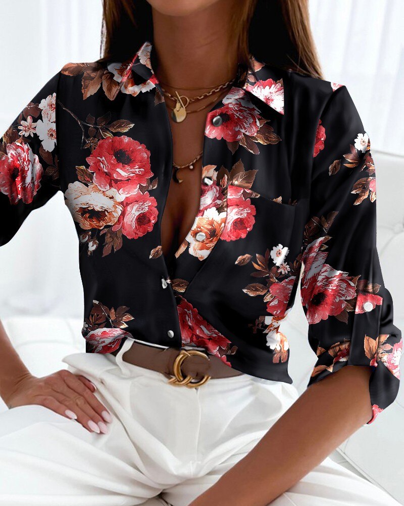 Sibylle | Modische Bluse mit langen Ärmeln und Knopfleiste