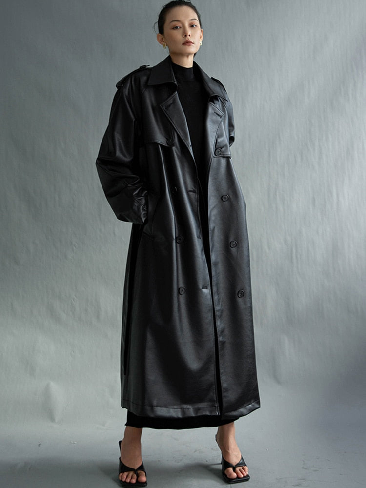 Leren trenchcoat in Francostijl