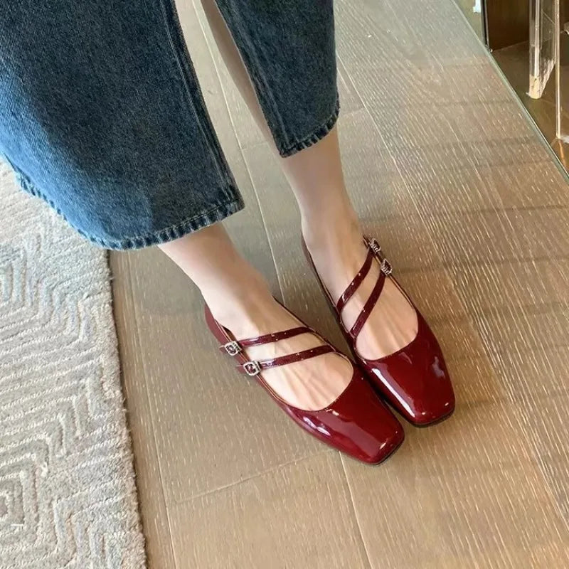 Chique dubbele riem ballerina's