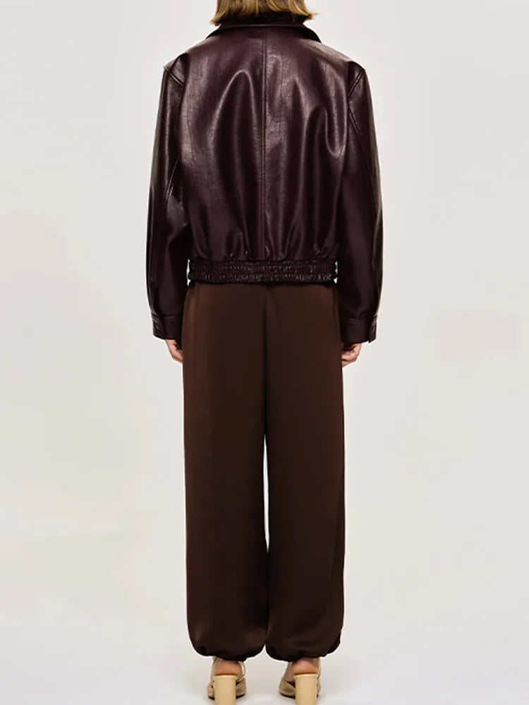 Damen Vintage-Lederjacke mit Reißverschluss