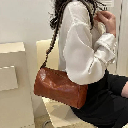 Trine™ | Vintage Leren Crossbodytas met Gevlochten Verstelbare Band