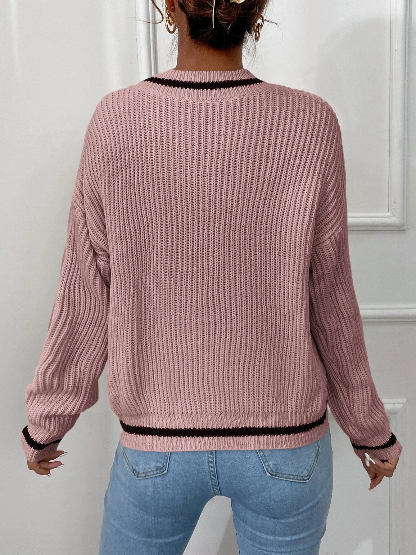 Marina | Gestreifter Waffelstrick-Pullover