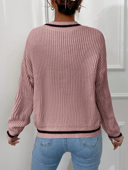 Marina | Gestreifter Waffelstrick-Pullover