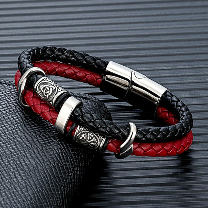 Ferentium Norse Kompas Leren Armband – Viking Stijl Meerlagige Vlecht voor Mannen