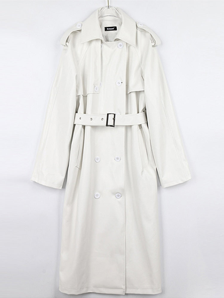 Leren trenchcoat in Francostijl