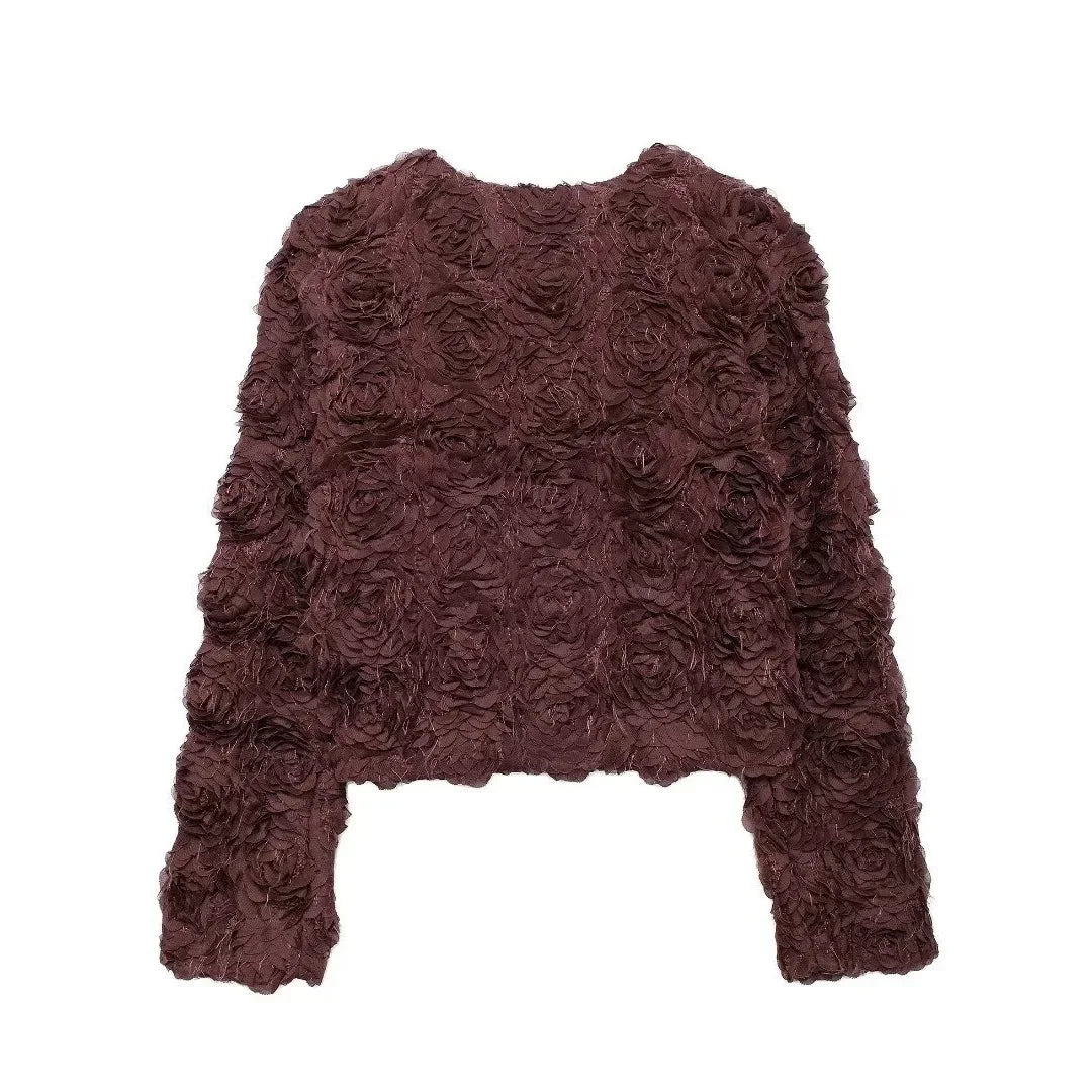Strukturierte O-Neck-Jacke