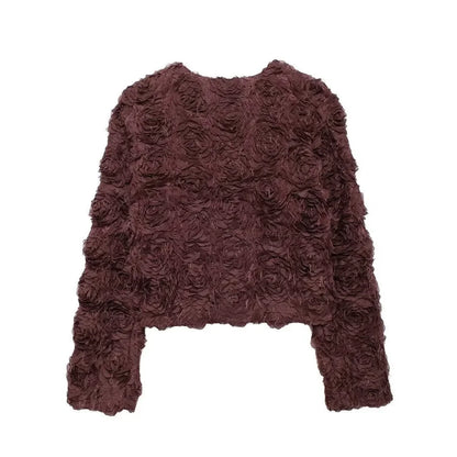 Strukturierte O-Neck-Jacke