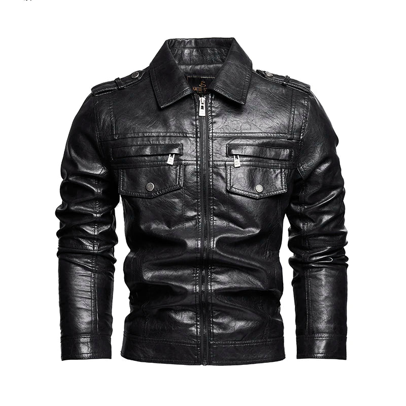 Frederik™ Raw – Braune Lederjacke mit Vintage-Struktur und breiten Schultern