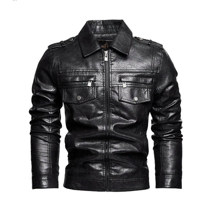 Frederik™ Raw – Braune Lederjacke mit Vintage-Struktur und breiten Schultern
