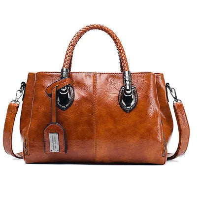 Pia™ | Elegante Ledertasche mit Geflochtenen Henkeln