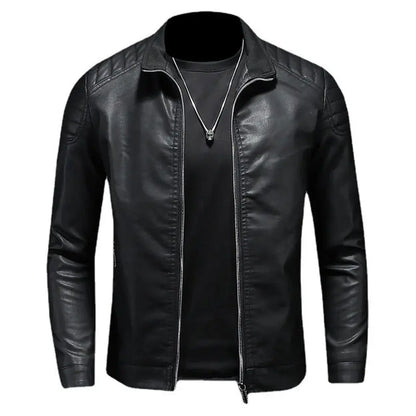 Storm™ Edge – Blauwe PU-leren jas met moderne schouderdetails
