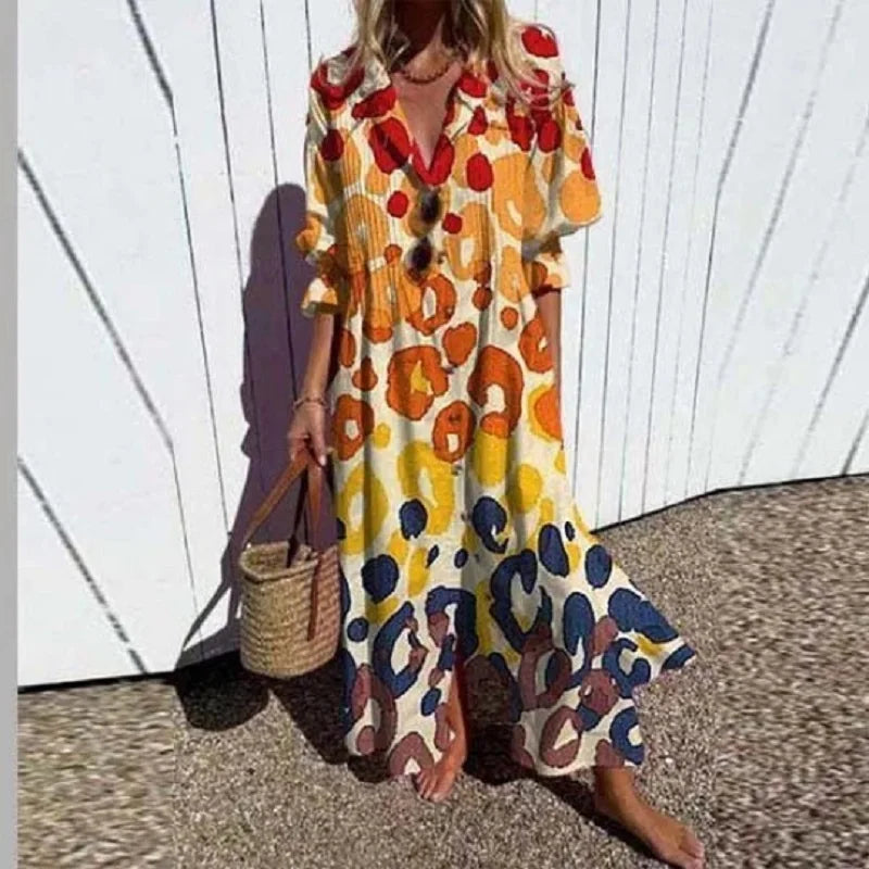 Caitlyn - Bohemian Maxi Jurk met Puffmouwen