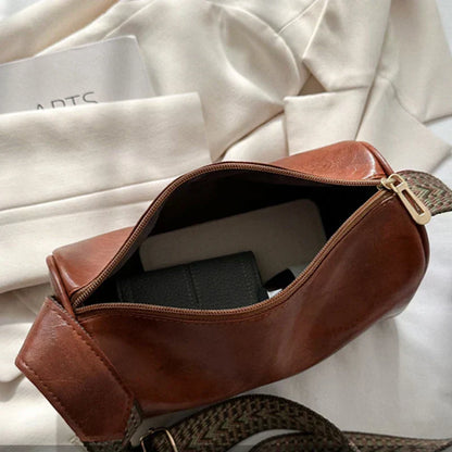 Trine™ | Vintage Leren Crossbodytas met Gevlochten Verstelbare Band